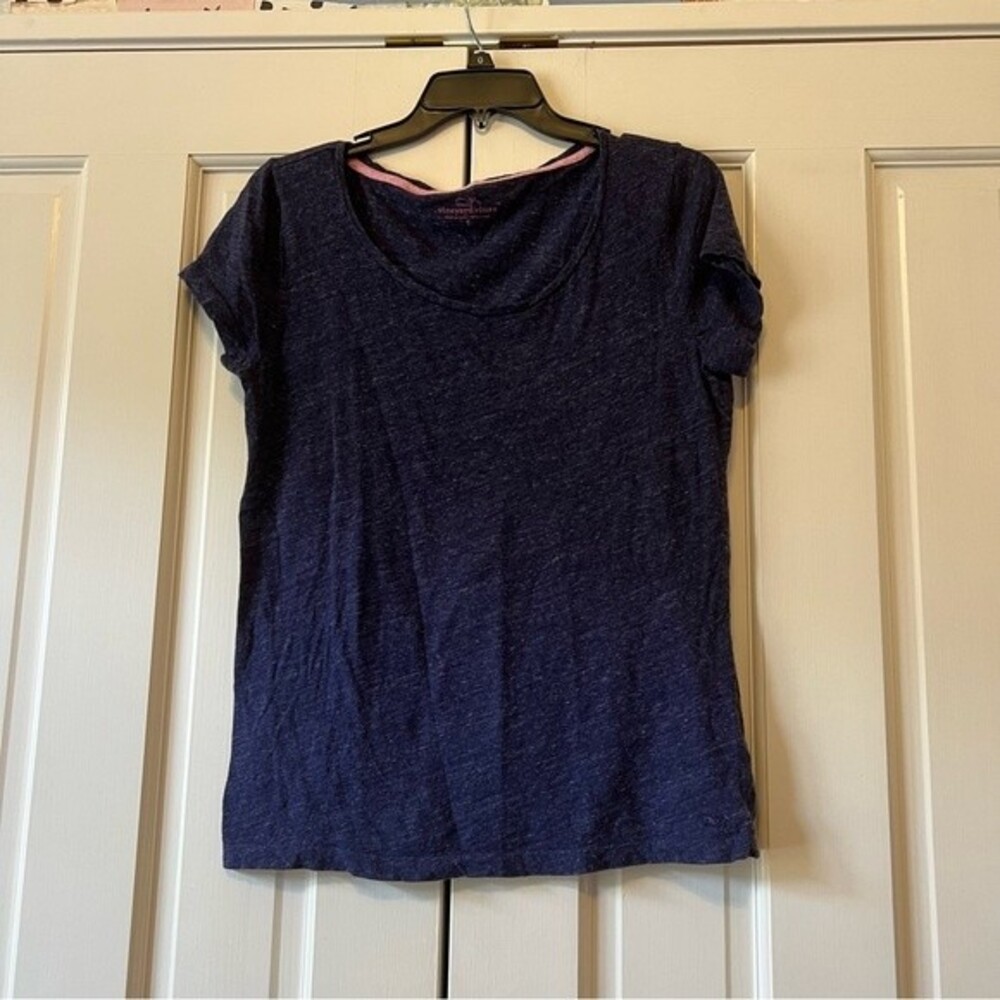 Vineyard Vines Women’s Navy Heather Scoop Neck Slub Tee Size Small